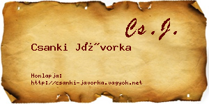 Csanki Jávorka névjegykártya